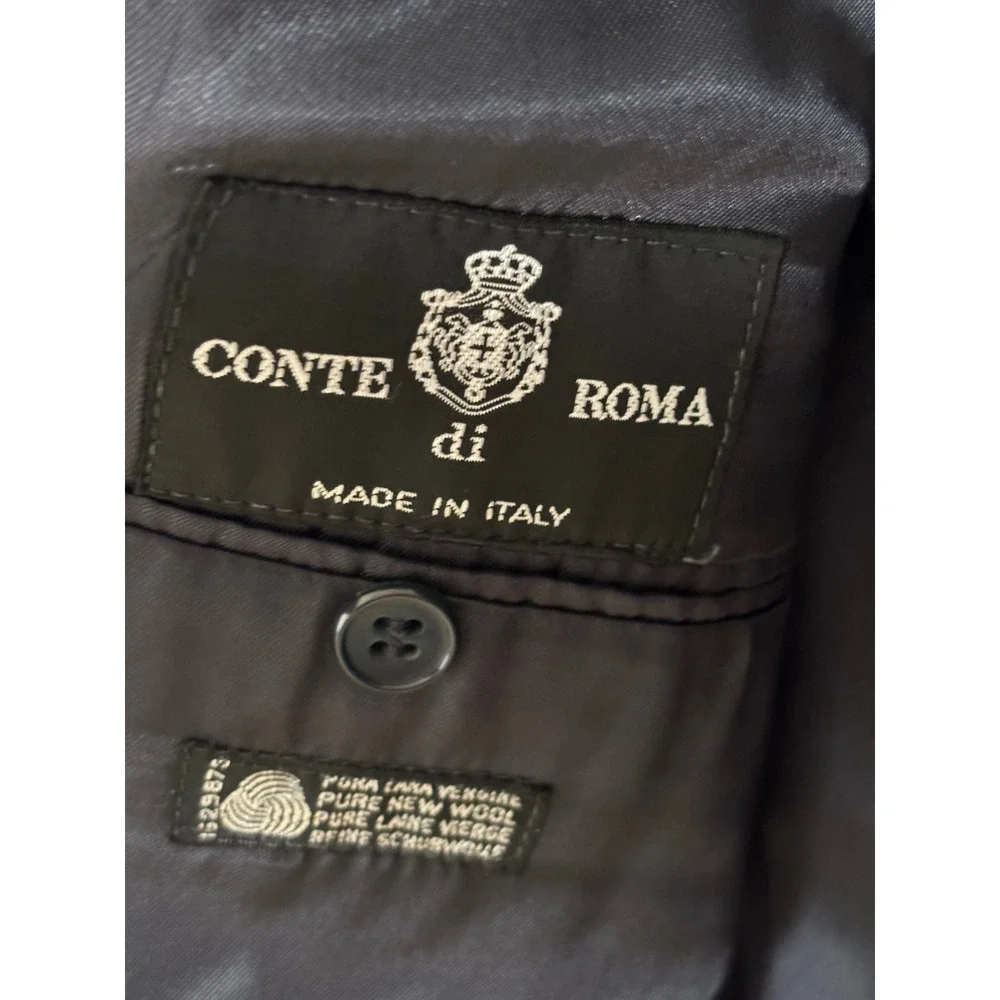 Conte di Roma Mens Navy Blue 100% Pure Virgin Wool Blazer Sport Coat 40R italy